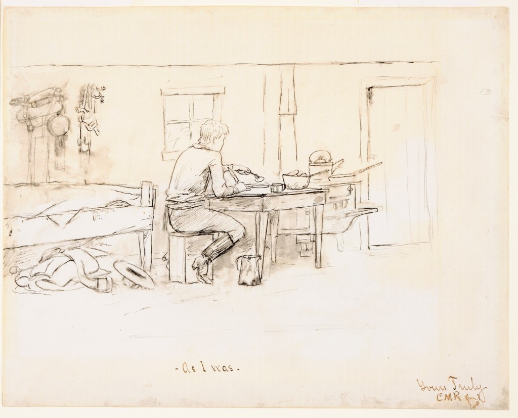 "As I Was" Shows Charlie, alone at a table, in a messy room.